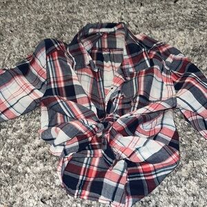 Red White and Blue Crop Button Down